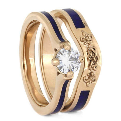 Celtic Knot Lapis Lazuli Bridal Ring Set