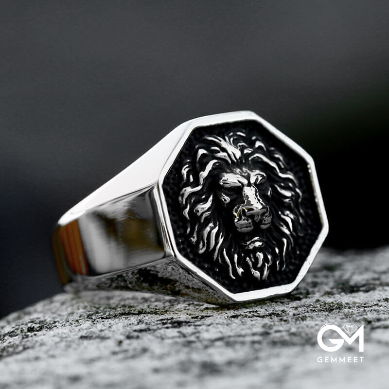 Vintage Stainless Steel King Lion Ring