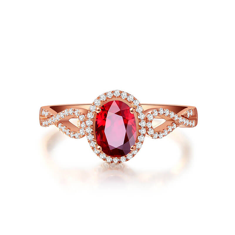 Pigeon's Blood Colored Gemstone Ring with Oval Ring