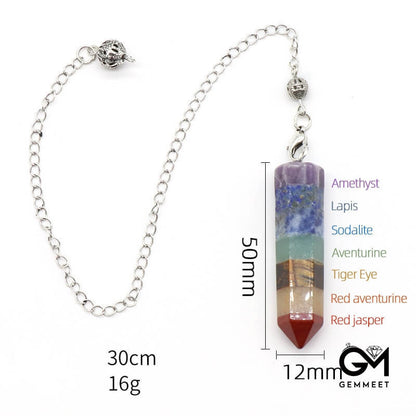 Seven Color Stone Hexagon Column Spirit Pendulum