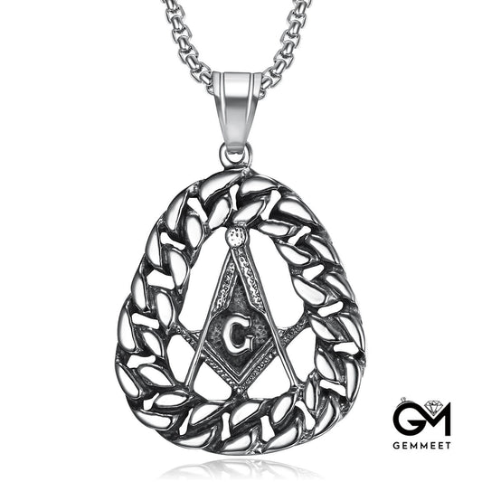 Stainless Steel Retro Masonic Pendant