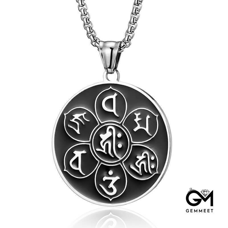 Titanium Steel Six Words of Truth Symbol Necklace