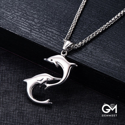 Stainless Steel Smooth Dolphin Necklace