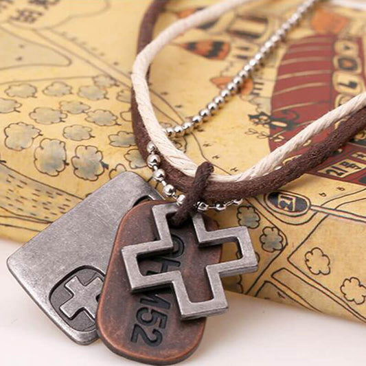 Vintage Cross Leather Necklace Simple Multilayer Necklace