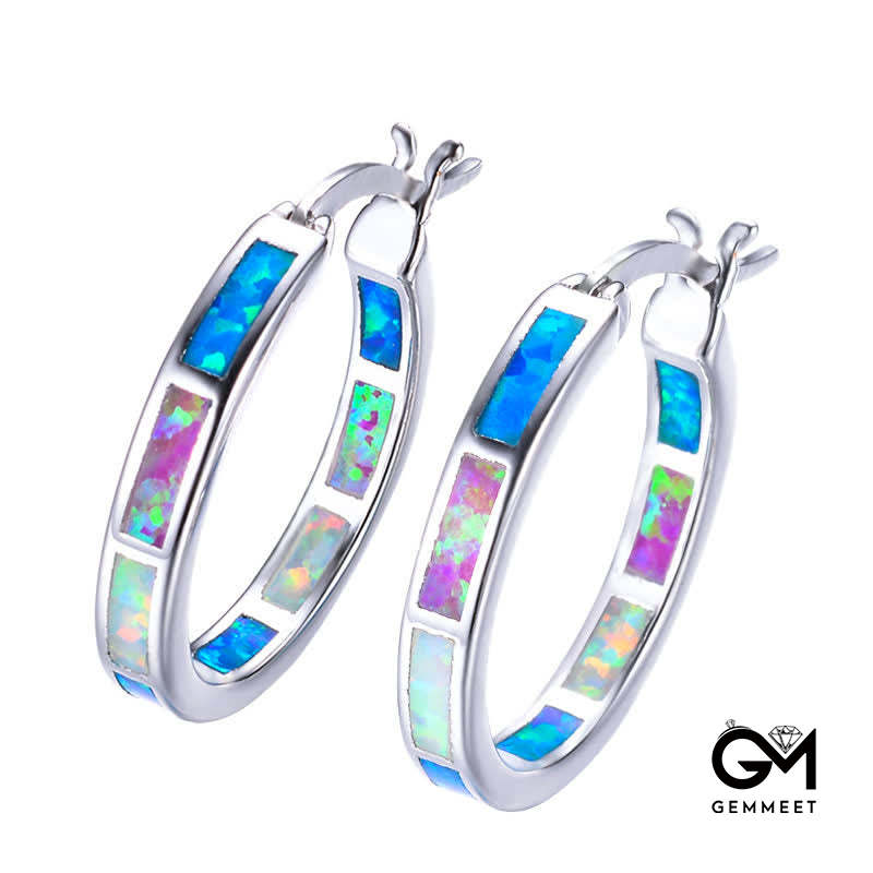 Creative Round Color Opal Earrings