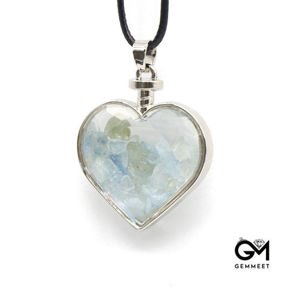 Crystal Love Wish Bottle Gravel Pendant Necklace