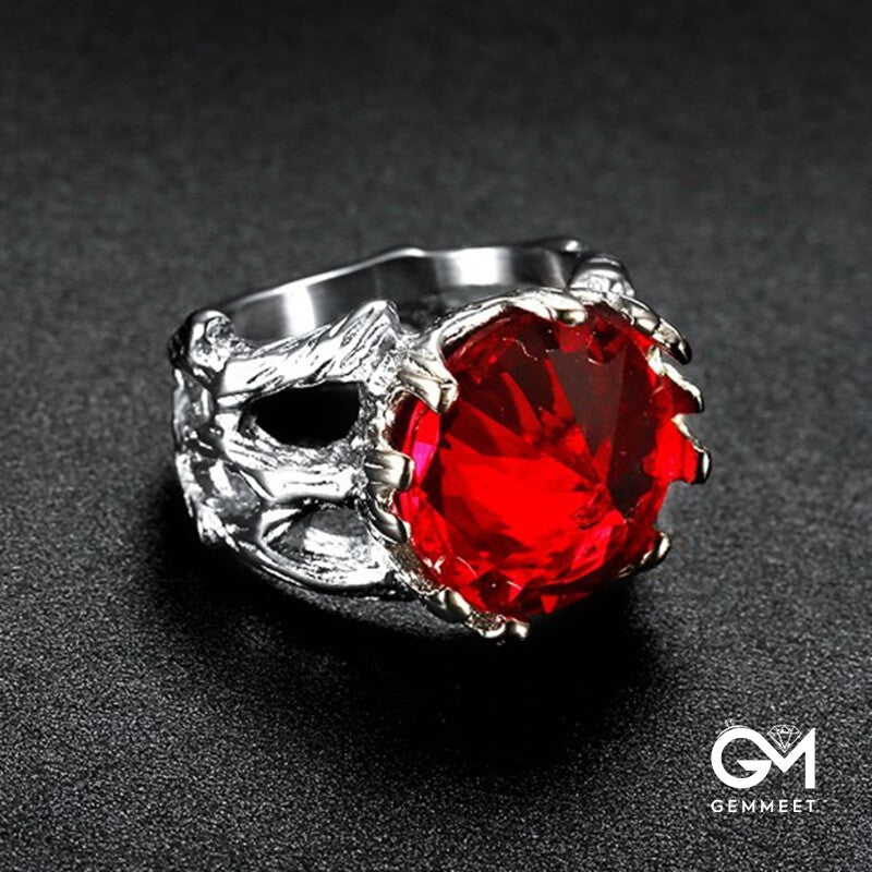 Vintage Gothic Red Zircon Ring