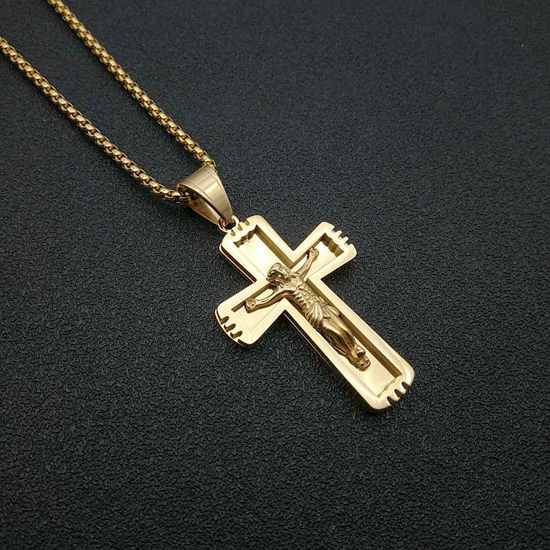 Hip Hop Gold Plated Cross Jesus Pendant