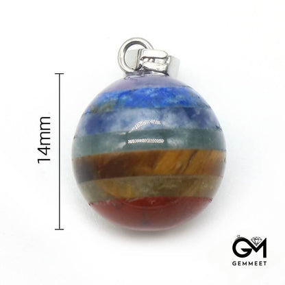 Multicolored Stone Crystal Round Pendant