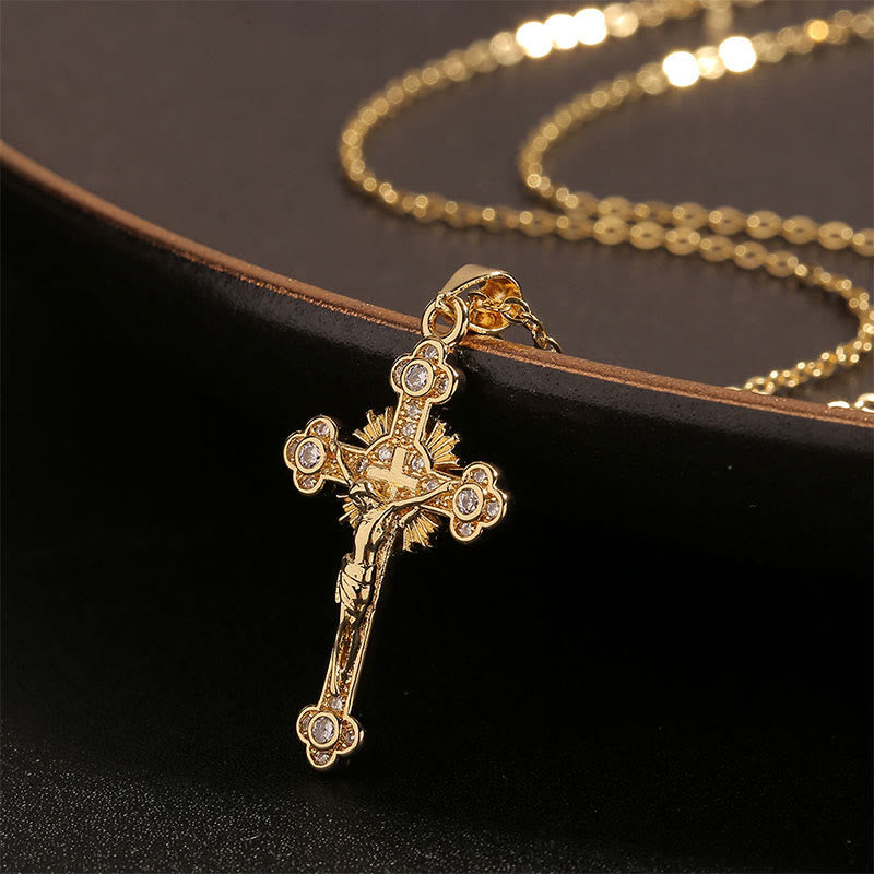 Colourful Zircon Faith Cross Necklace