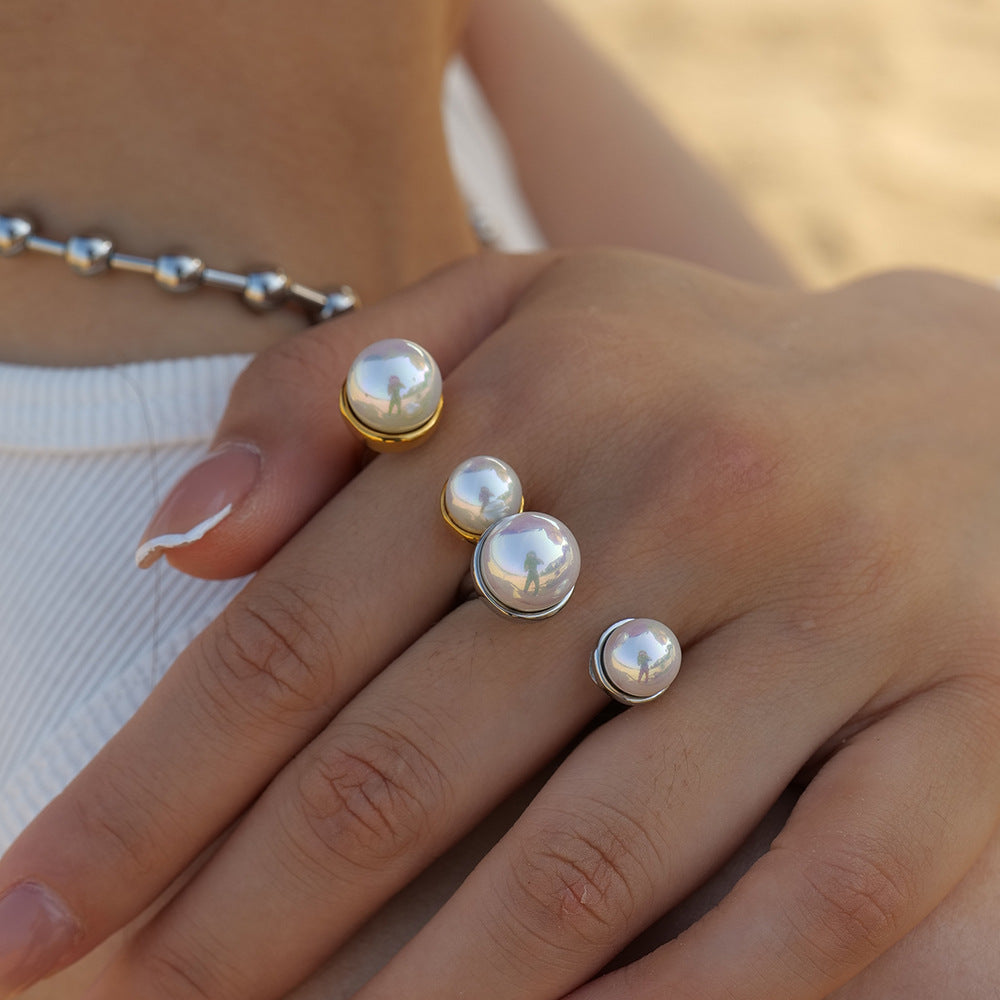 Big & Small Pearl Adjustable Ring