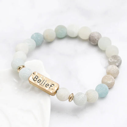 Natural Gemstone Belief Engraving Bracelet