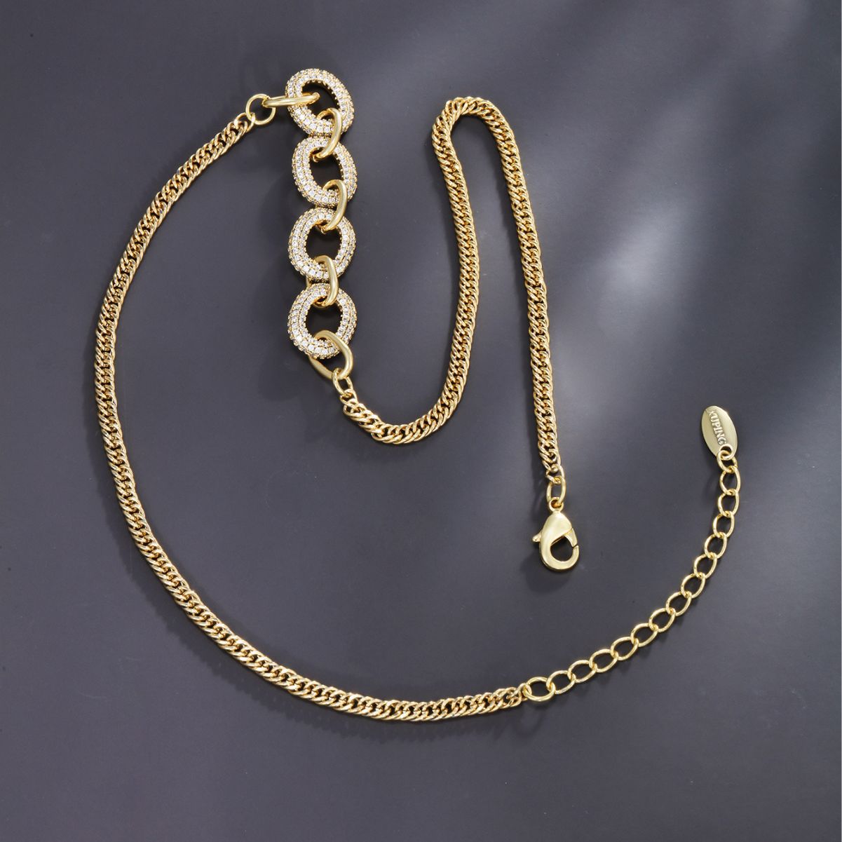 Metallic Style Sparkling Cuban Chain Necklace for Women