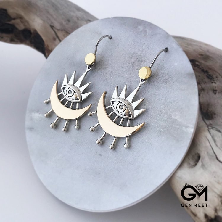 Crescent Ray Evil Eye Earrings with Earrings