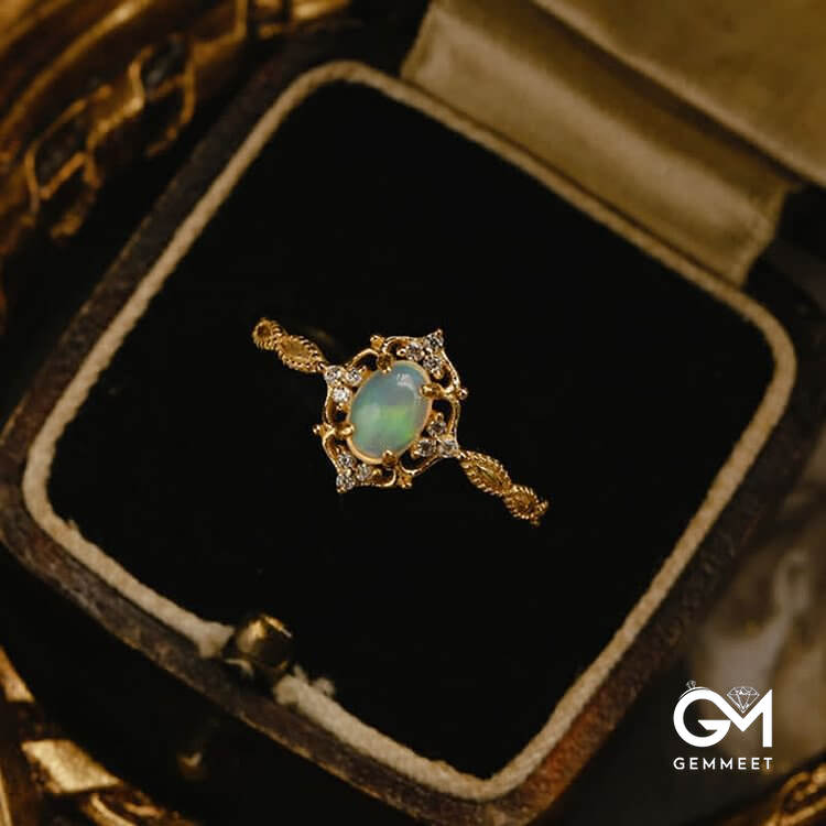 Light Luxury Opal Adjustable Ring