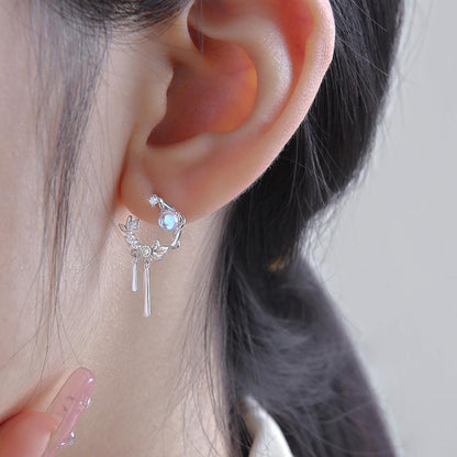 Fashion Moonstone Rabbit Stud Earrings