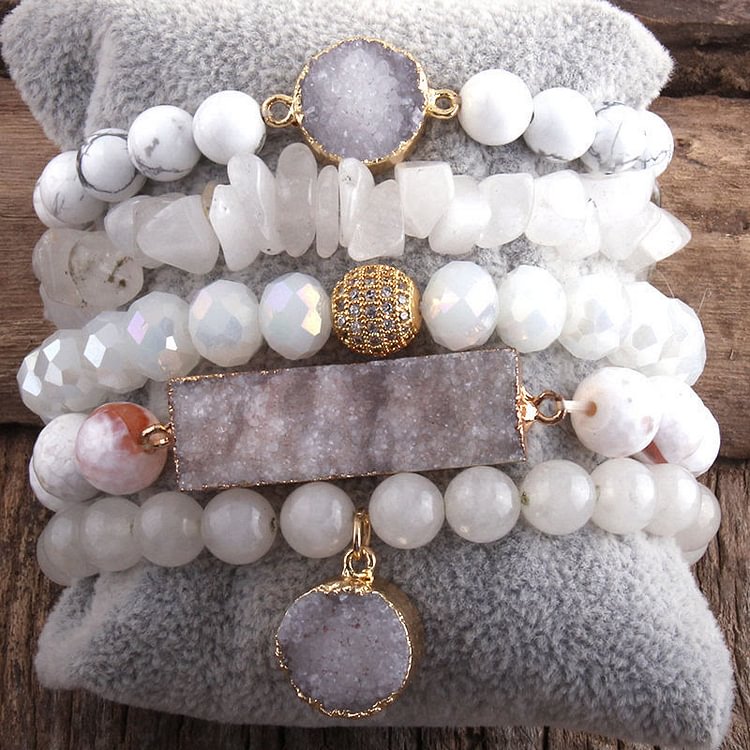 Boho Healing Crystal Multi Beaded Bracelet Set