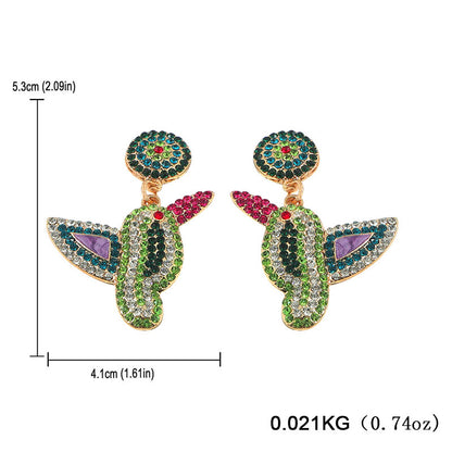 Halloween Colorful Rice Beads and Zircon Design Bird Earrings