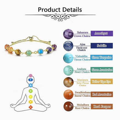 Chakra Natural Golden Color Adjustable Yoga Bracelet