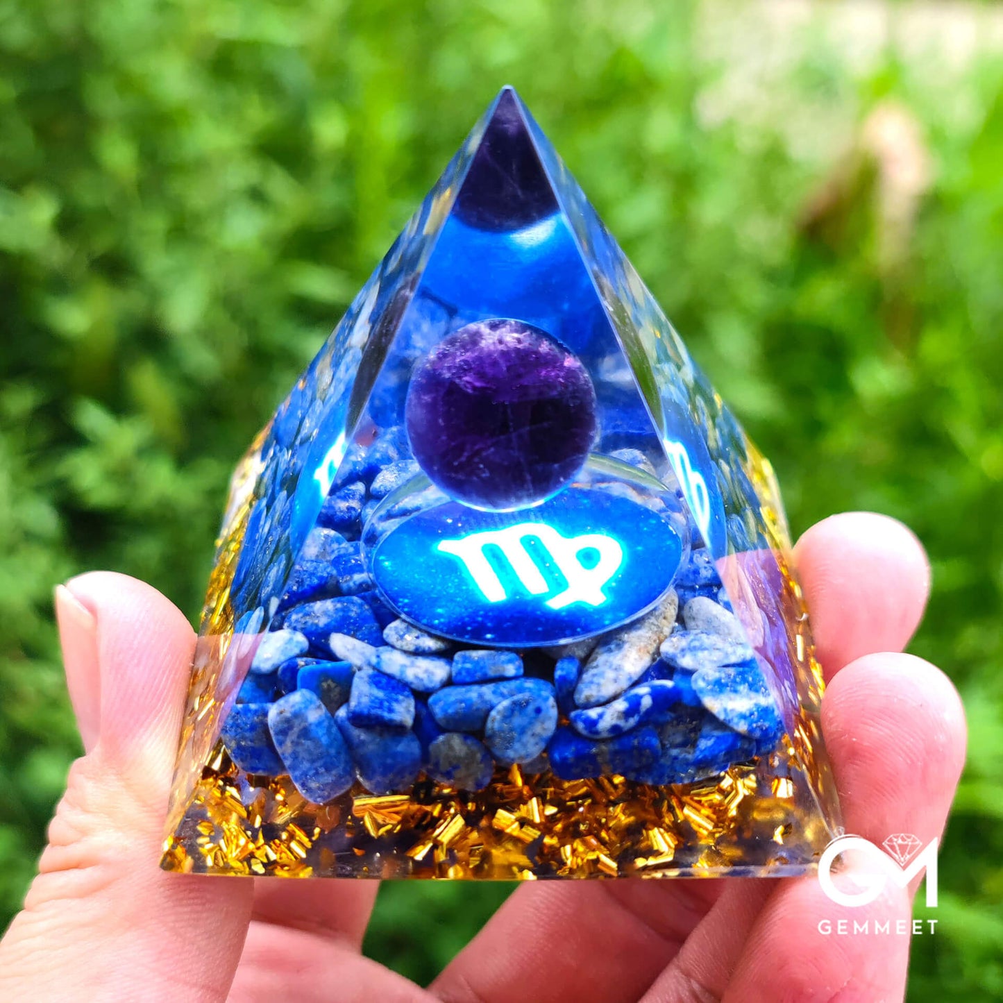 Blue Chalcedony Clear Quartz Orgone Pyramid