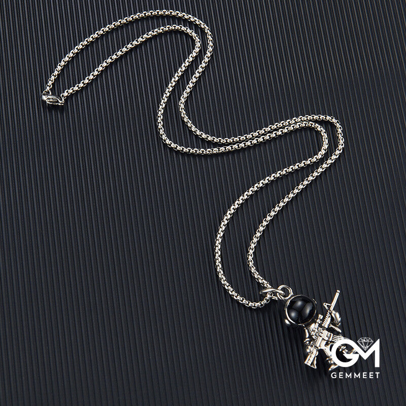 Titanium Steel Space Astronaut Guard Pendant Necklace