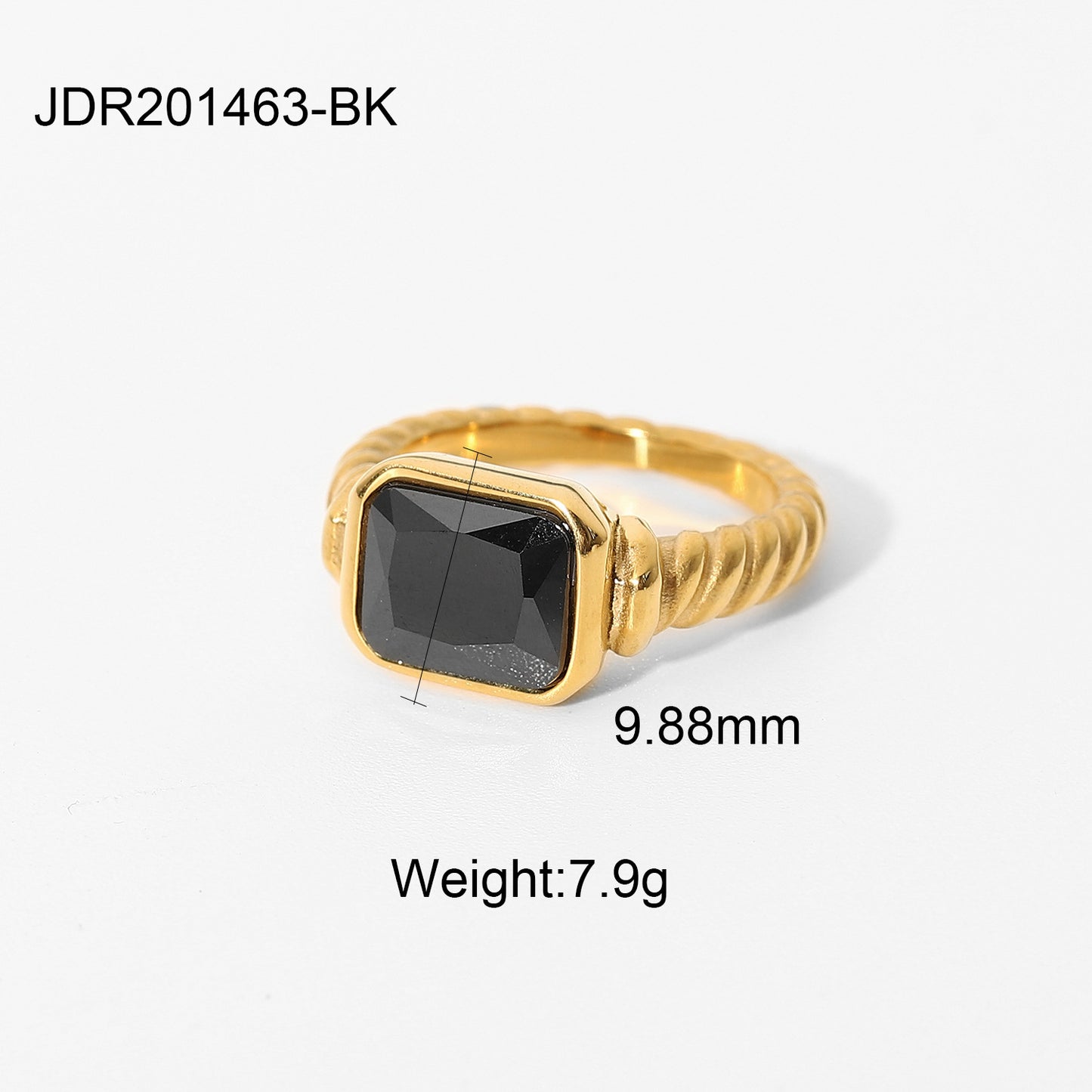 Colored Zircon Stainless Steel Rectangular Ring