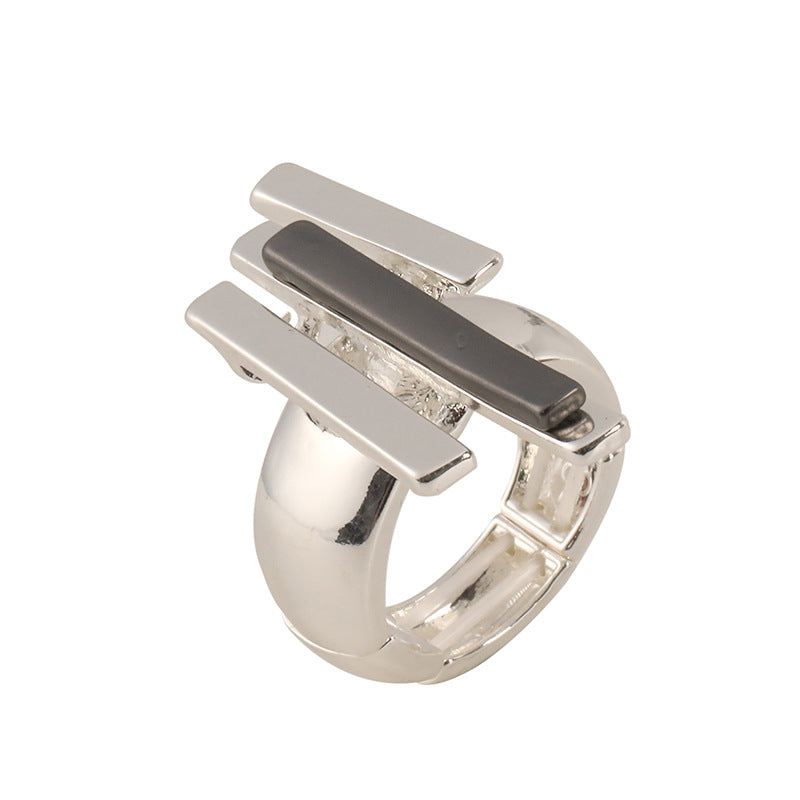 Stylish Multi-color Alloy Strip Ring for Men and Women