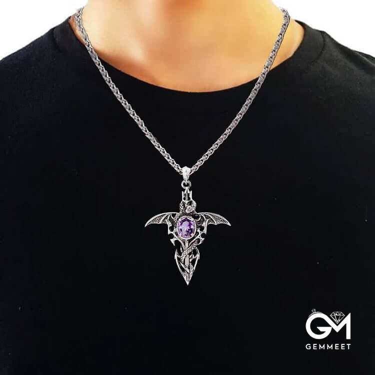 The Dragon Spirit  Amethyst Vintage Necklace