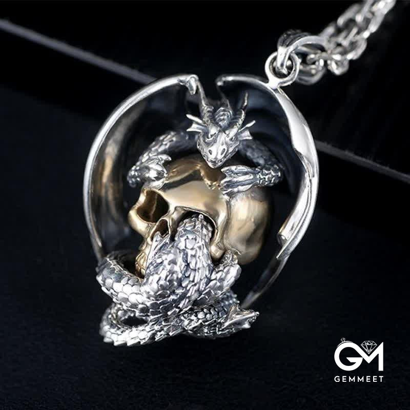 Men's Viking Dragon Skull Necklace