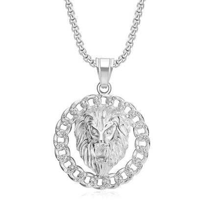 HIPHOP Gold-plated Zircon Lion Head Pendant