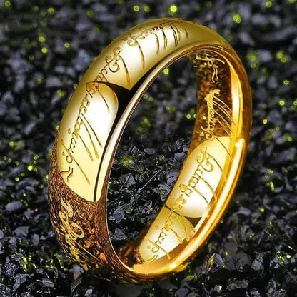 THE ONE RING - Gold Plated Tungsten with Dark Tongue of Mordor