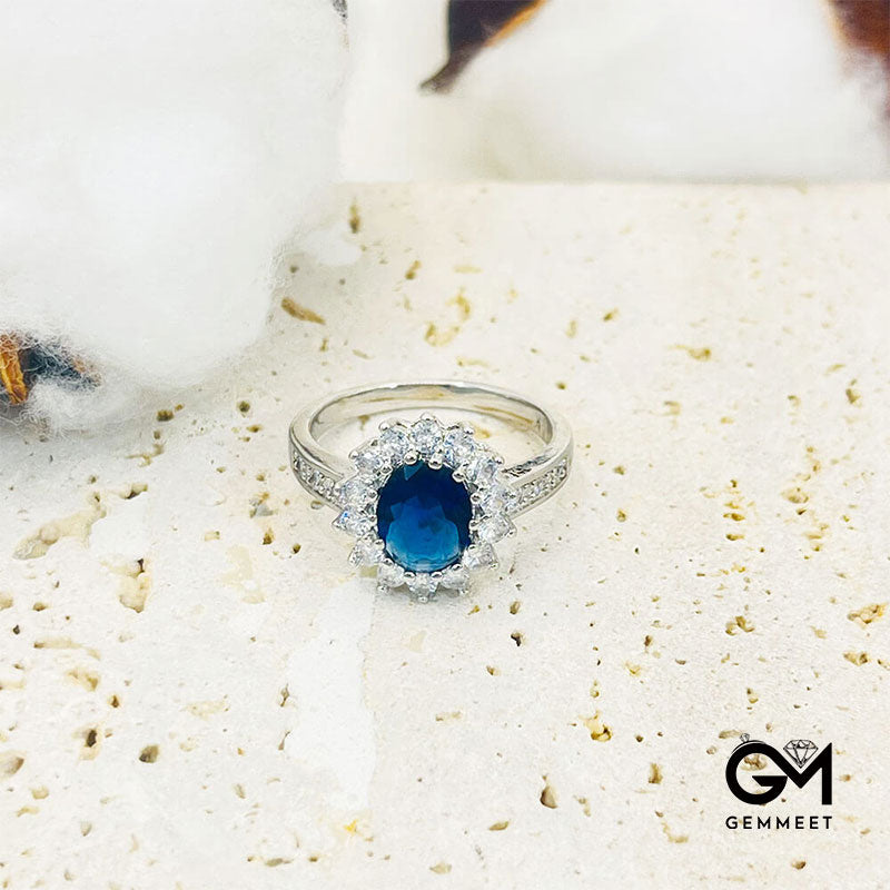 Simple and Generous Blue Zircon Engagement Ring