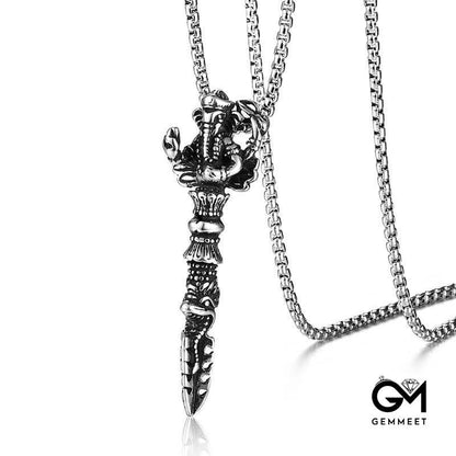 Titanium Steel Diamond Pestle Elephant Trunk Necklace