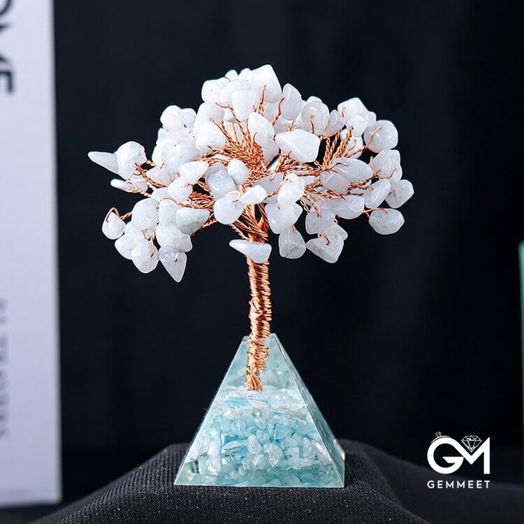 Crystal Gravel Pyramid Base Feng Shui Tree