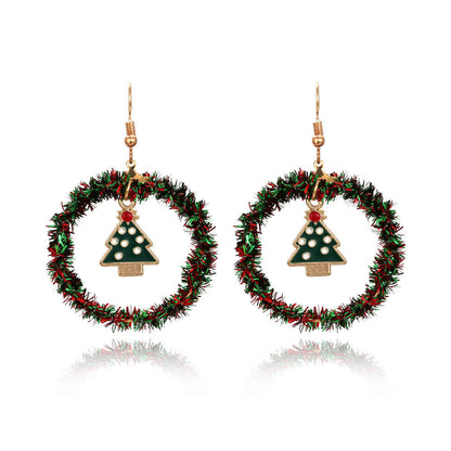 Christmas Earrings Handwoven Personality Christmas Tree Sika Deer Earrings Ornaments