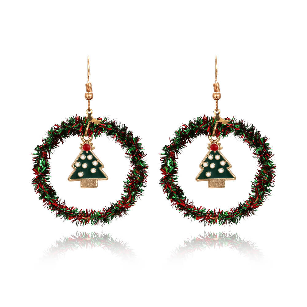 Christmas Earrings Handwoven Personality Christmas Tree Sika Deer Earrings Ornaments