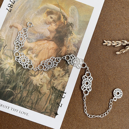 Heavy Hollow Silver Lace Bracelet