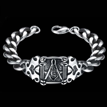 Masonic Titanium Steel Vintage Black Bracelet