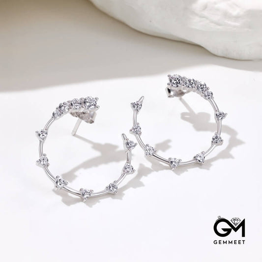 S925  Silver White Zircon Symmetrical Simple Earrings