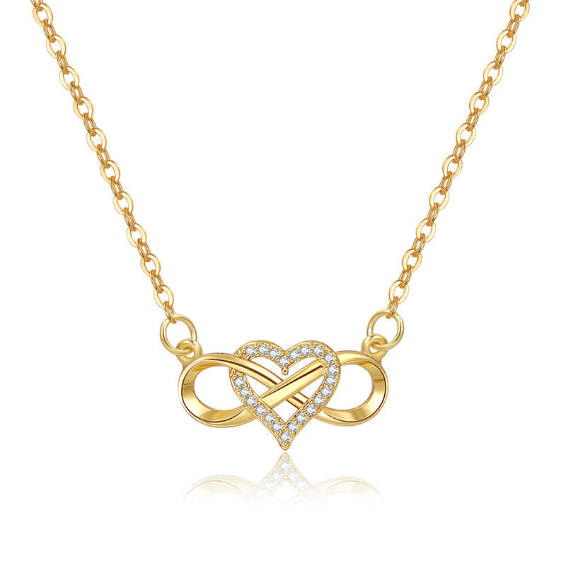 Infinity Heart Gold Plated Zircon Necklace