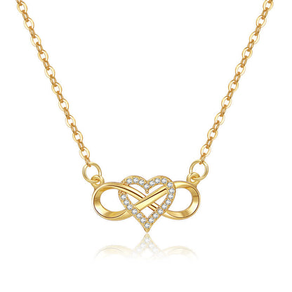 Infinity Heart Gold Plated Zircon Necklace