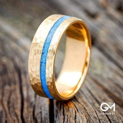 VERTIGO - Hammered Turquoise Wedding Ring