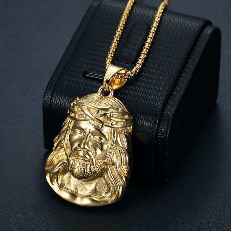 New Hip-hop HIPHOP Jewelry Titanium Steel Vacuum Gold-plated Inlaid Synthetic Cubic Zirconia Pendant