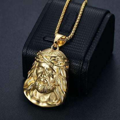 New Hip-hop HIPHOP Jewelry Titanium Steel Vacuum Gold-plated Inlaid Synthetic Cubic Zirconia Pendant