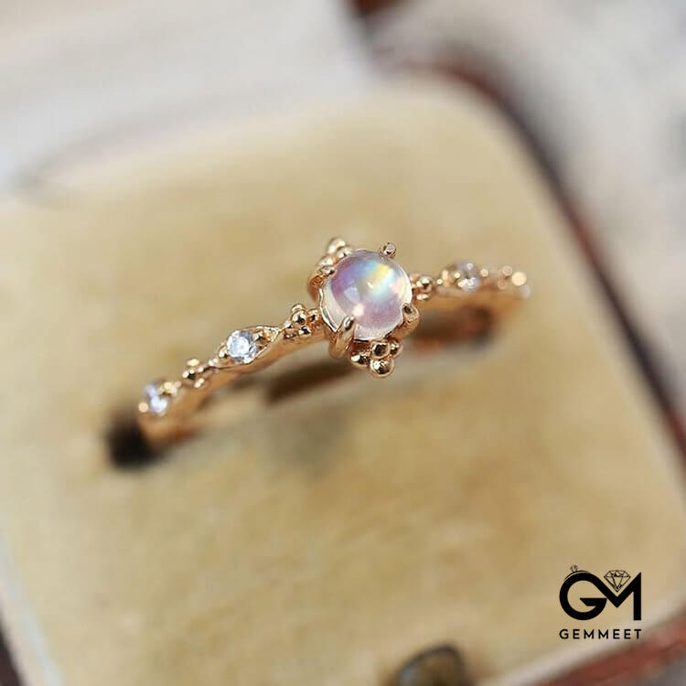 "You Are Bright Moonlight" - Dainty Moonstone Ring