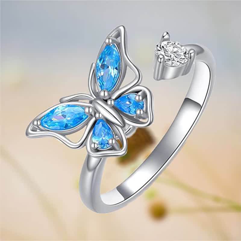 Blue Butterfly Spinner Fidget Ring