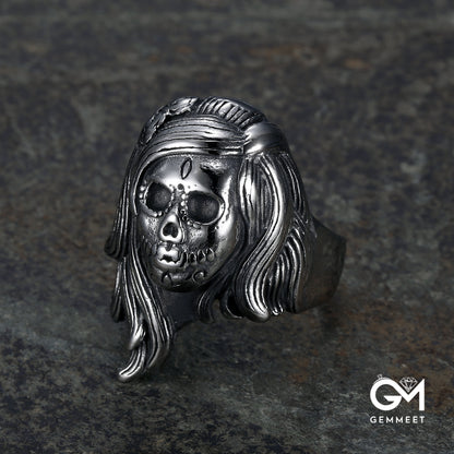 Gothic Skull Beauty Titanium Steel Ring