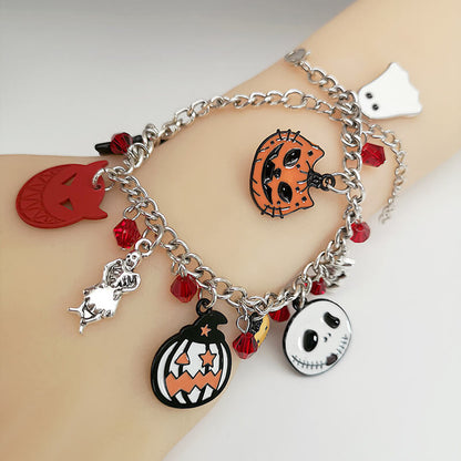 Halloween New Pumpkin Skull Bracelet Personality Creative Exaggerated Hand Decoration Dark Wind Niche Bracelet