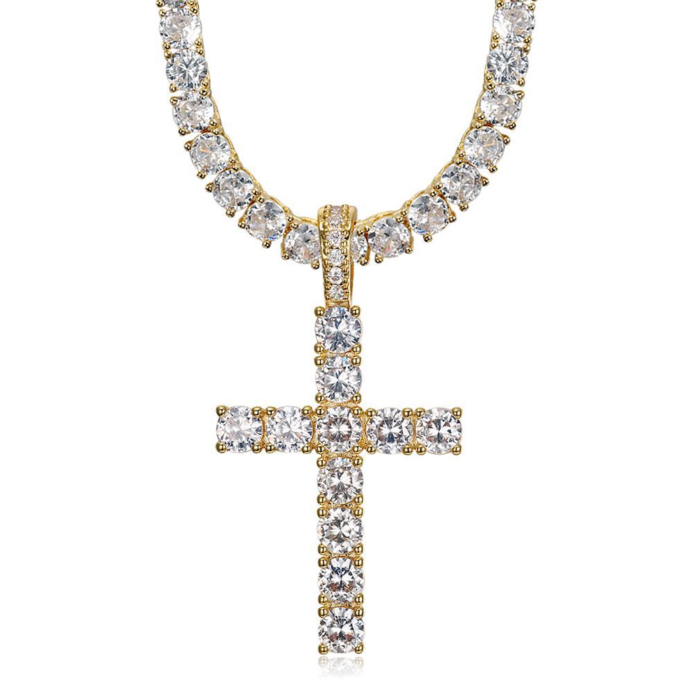 Hip Hop Jewelry Micropaved Zirconia Cross Gold Plated Pendant