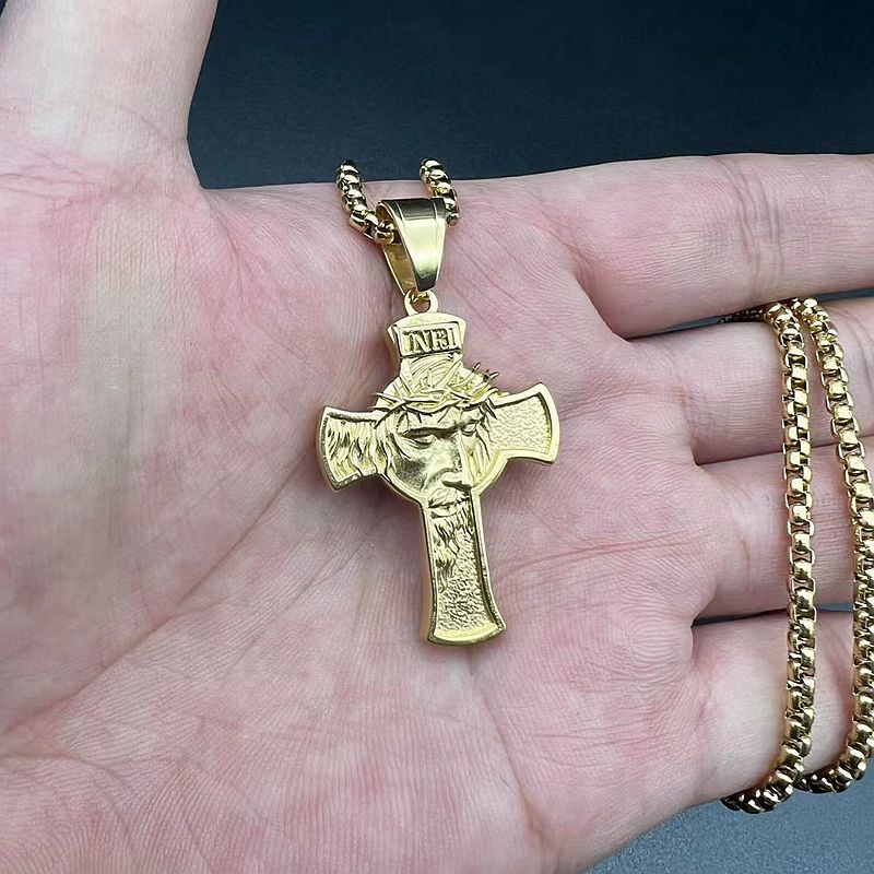 Hip Hop Gold Plated Cross Jesus Pendant